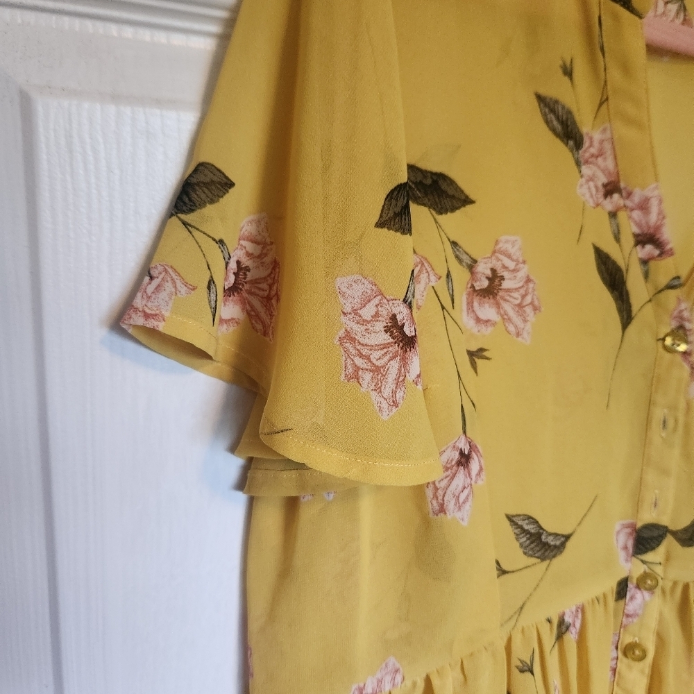 Torrid Lexie Babydoll Chiffon Top – Yellow Floral – Size 0 (L/12) NWOT - Picture 11 of 16